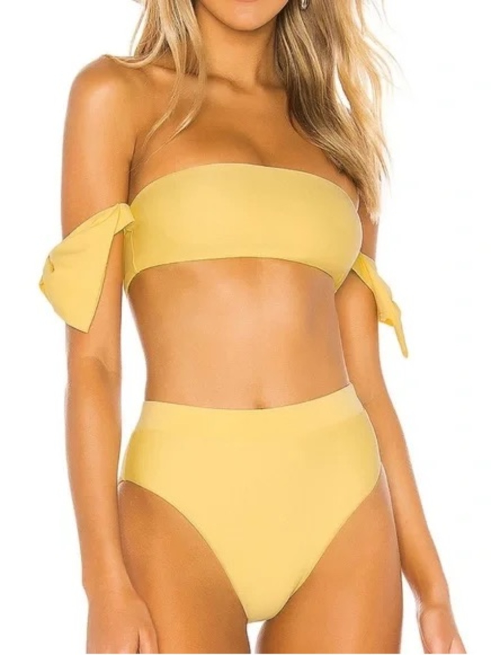 Tularosa Yellow Off-Shoulder Bandeau Bikini top